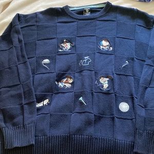 Looney toons golf sweater Tasmanian devil XL